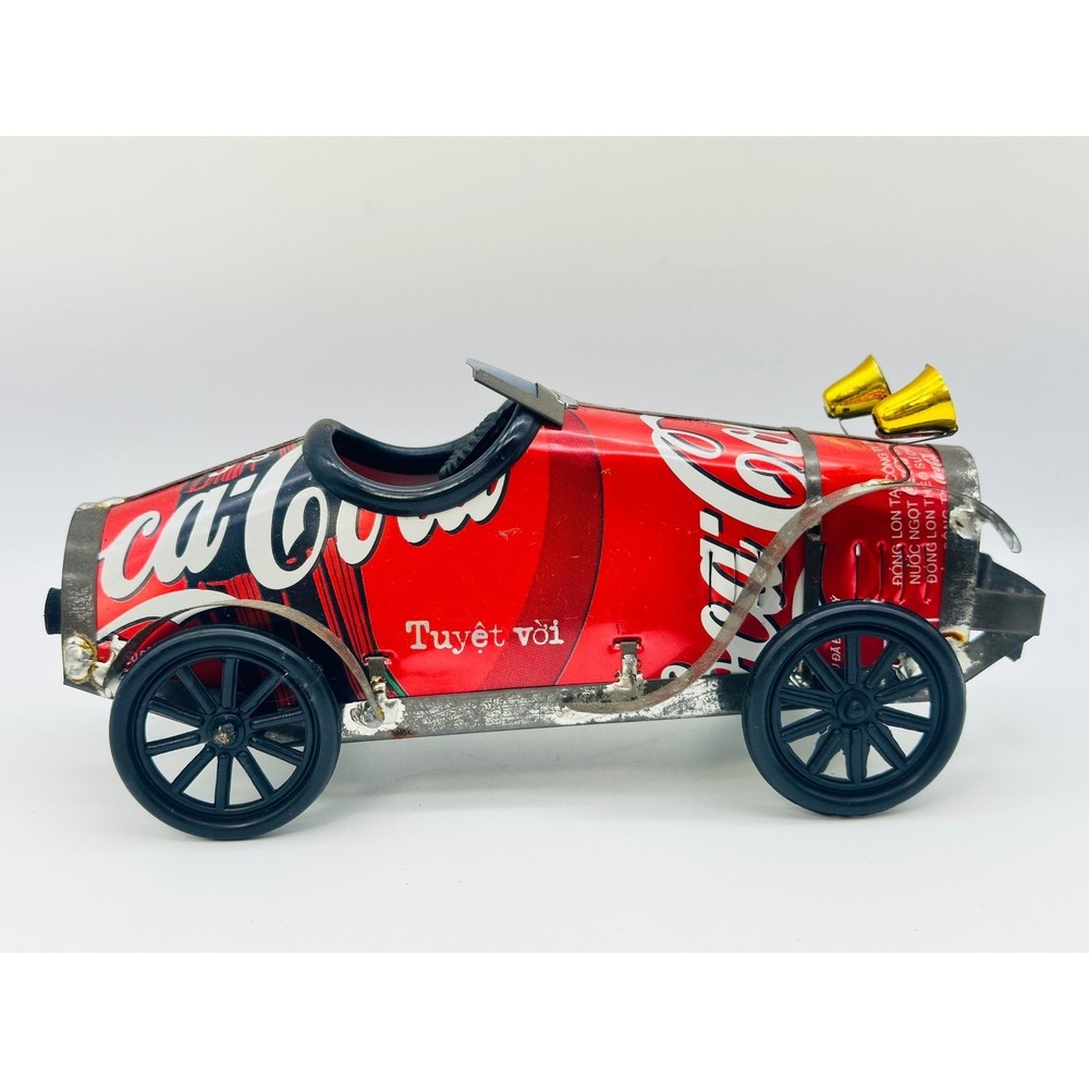 Vintage Coca-Cola Soda Can Folk Art Race Car Model Handcrafted Recycled Metal